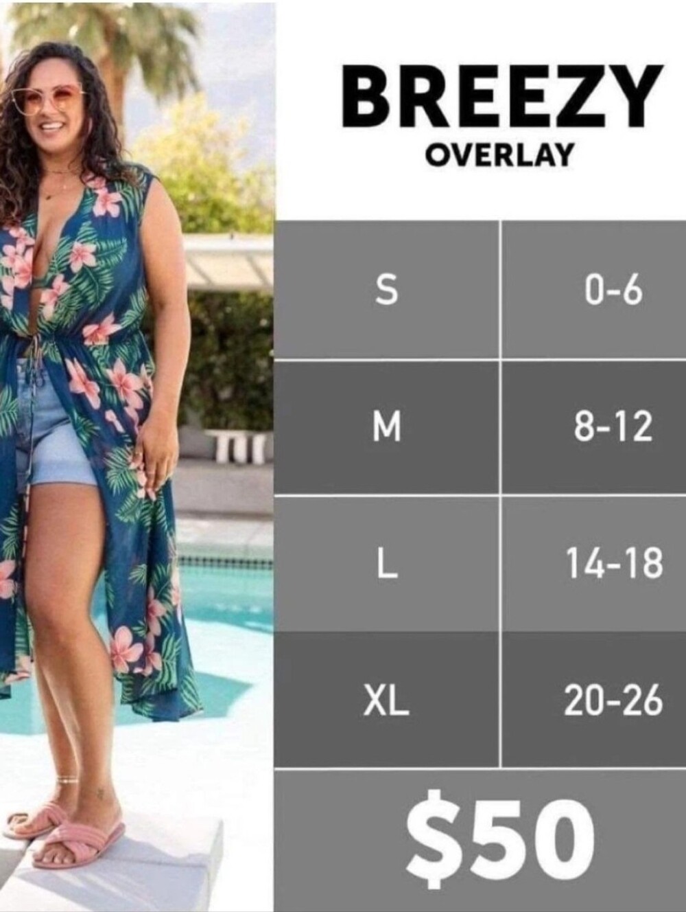 LuLaRoe NWT Blue Floral Sheer Swim Coverup Size Large Retail$50 - Picture 2 of 5